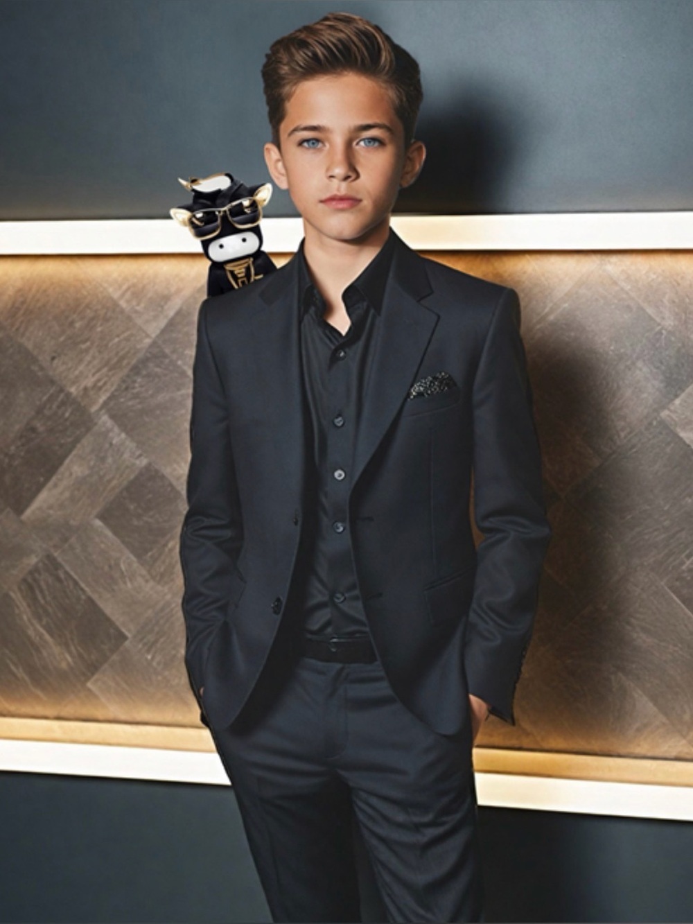 Black N Bianco Boys Blazer Tuxedo Jacket Black Lined Wedding Formal Size 18